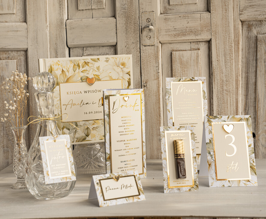 Zawieszki na butelki glamour etykiety na wódkę weselną z kwiatami, złote eleganckie winietki z dowolną treścią, złote zawieszki ślubne, eleganckie zawieszki na butelkę 5