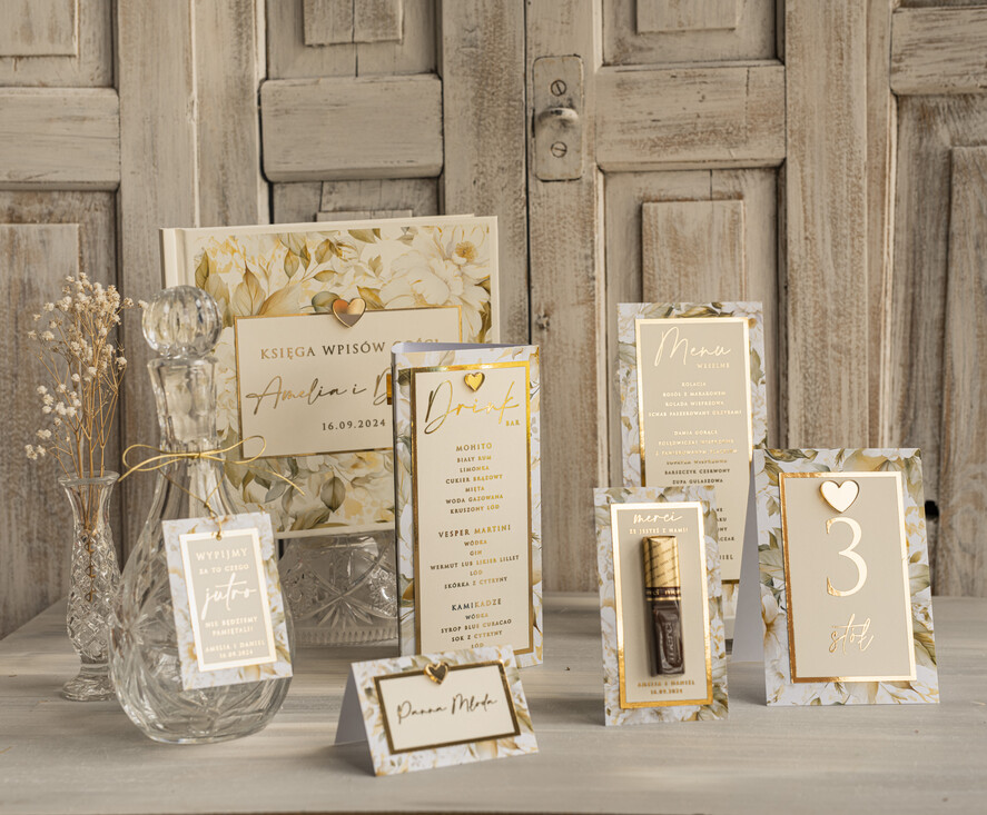 Zawieszki na butelki glamour etykiety na wódkę weselną z kwiatami, złote eleganckie winietki z dowolną treścią, złote zawieszki ślubne, eleganckie zawieszki na butelkę 6