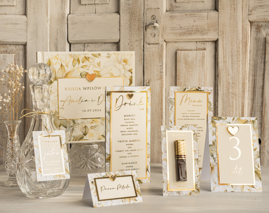 Zawieszki na butelki glamour etykiety na wódkę weselną z kwiatami, złote eleganckie winietki z dowolną treścią, złote zawieszki ślubne, eleganckie zawieszki na butelkę 8