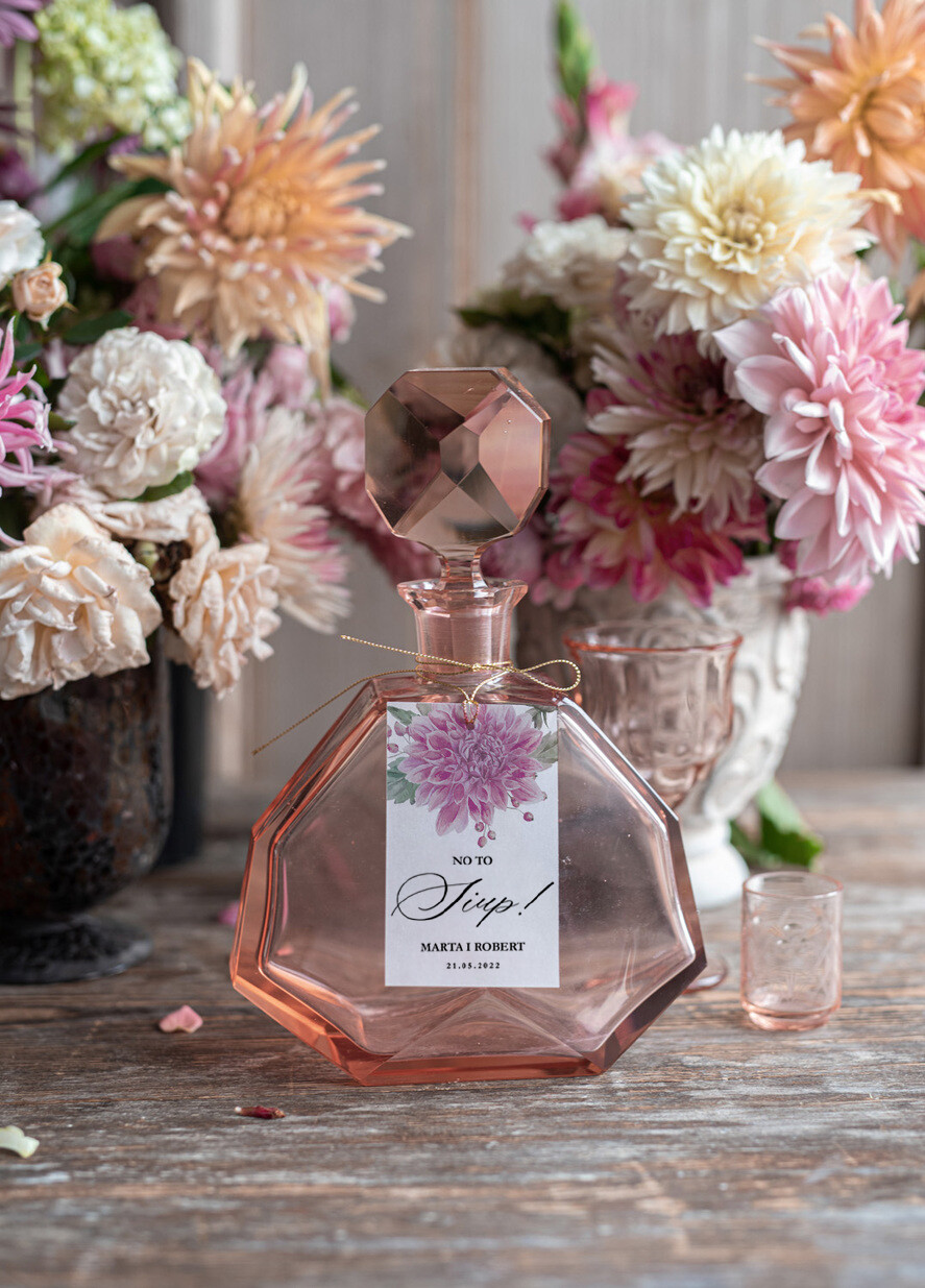 Zawieszki na butelki glamour ślubne zawieszki na alkohol, glamour z waszą treścią0