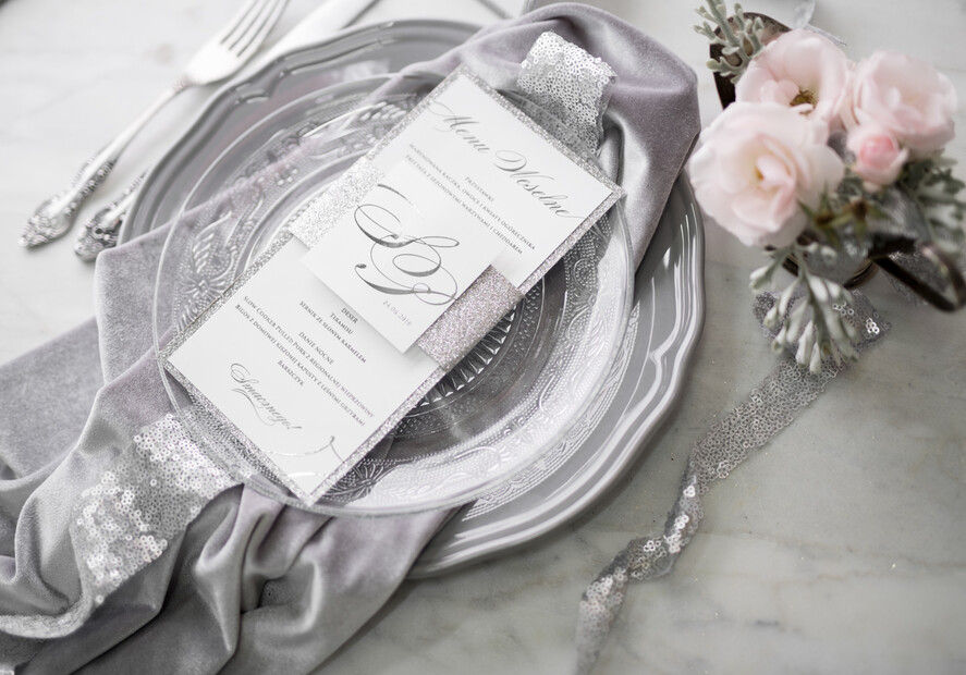 Menu glamour karta dań weselnych menu weselne plan podawania posiłków, złocone i eleganckie dowolna treść4