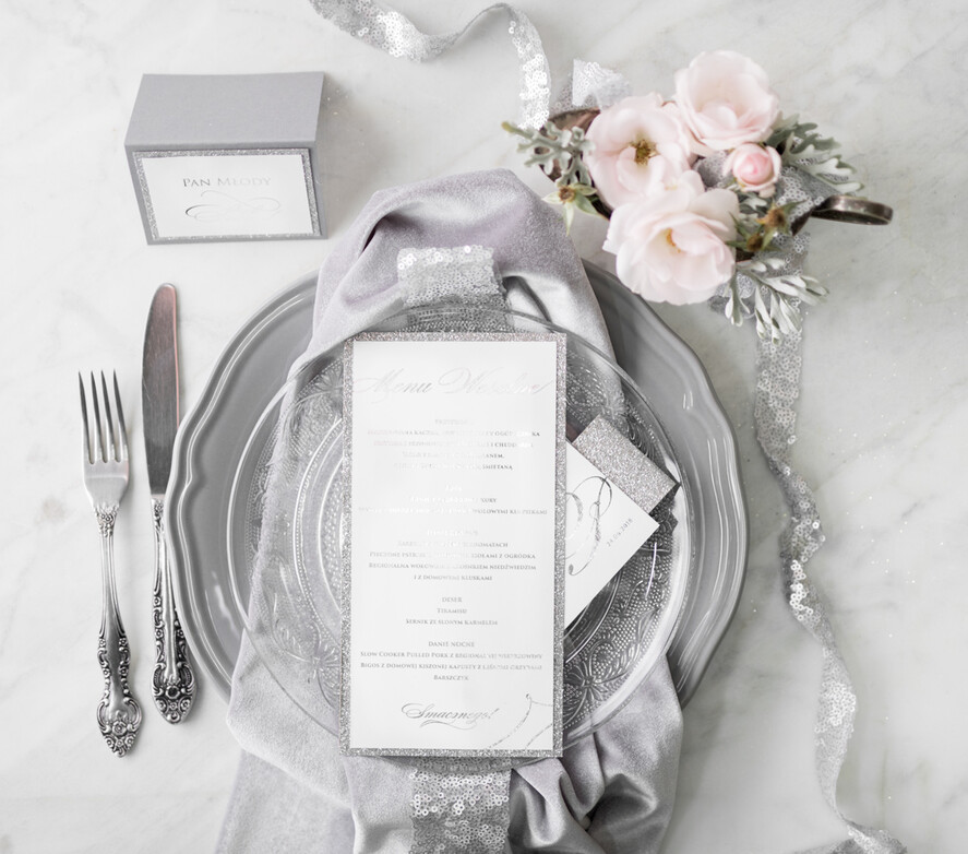 Menu glamour karta dań weselnych menu weselne plan podawania posiłków, złocone i eleganckie dowolna treść8