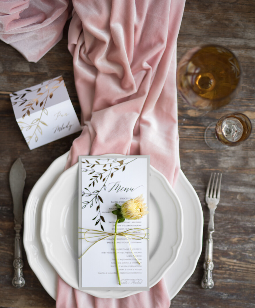 Menu glamour menu weselne na stoły karta dań weselnych, glamour złote litery wasza treść1