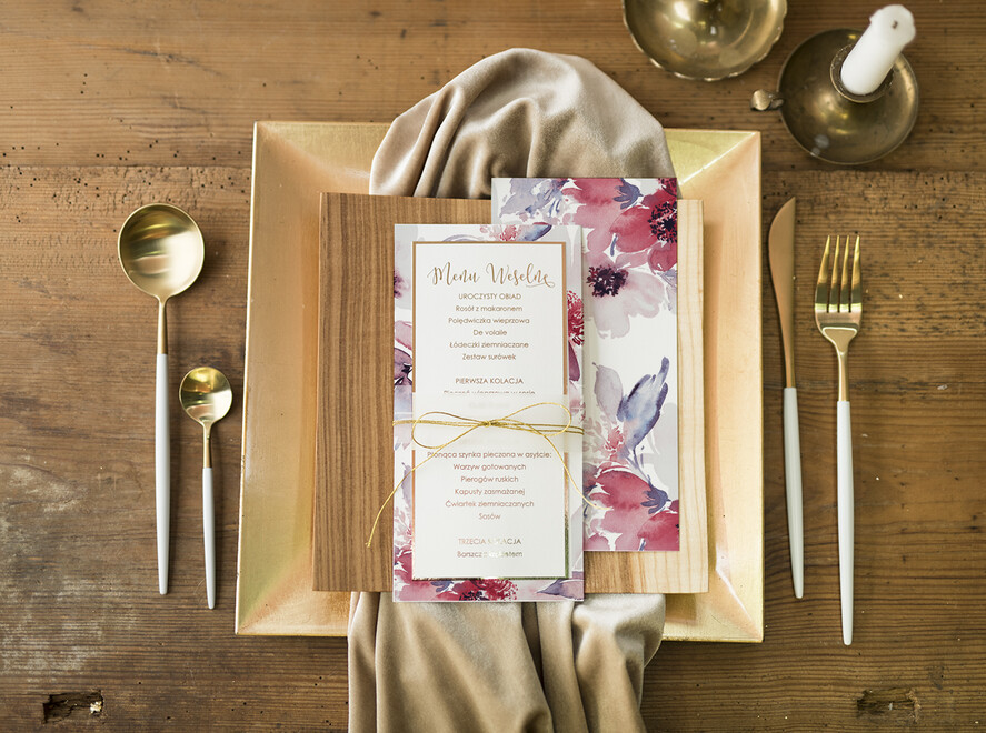 Menu glamour ślubne menu z planem podawania dań wesenych, złote i eleganckie na klasyczne wesele1