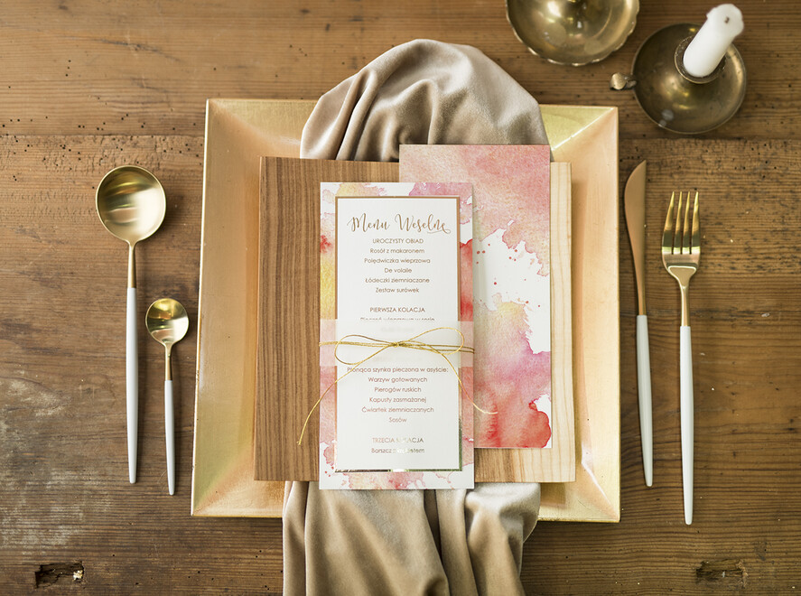 Menu glamour karta dań weselnych menu weselne plan podawania posiłków, złote lub srebrne napisy wasza treść1