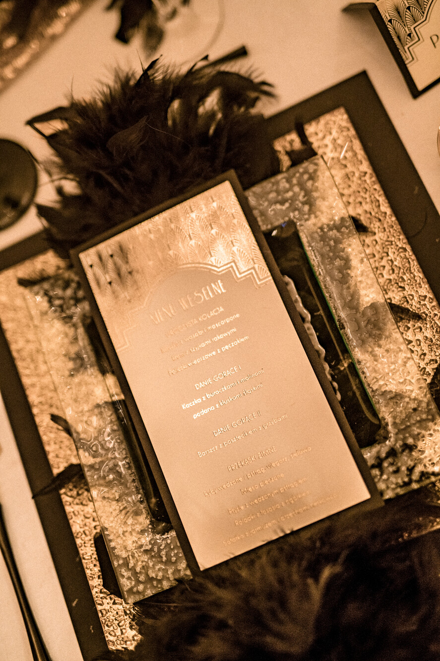 Menu glamour weselne menu karta potraw weselnych, złocone i eleganckie dowolna treść1