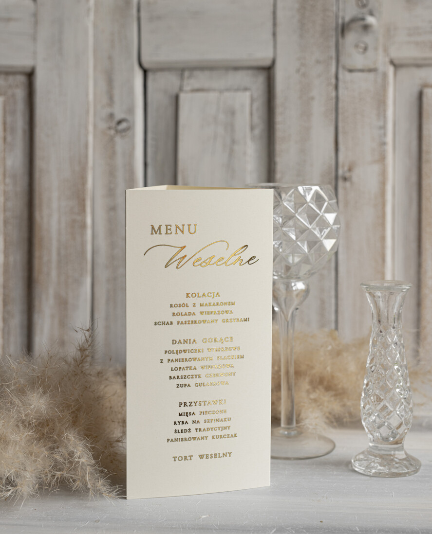 Menu glamour menu weselne karta dań weselnych, eleganckie menu zlocone litery i perełki, stojąca karta dań z numerkiem stołu w jednym, menu, karta drinków, karta deserów 6