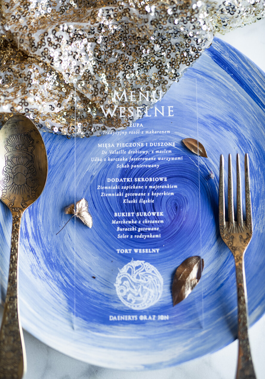 Menu glamour menu weselne lista podawania dań druk na plexi wesele glamour4
