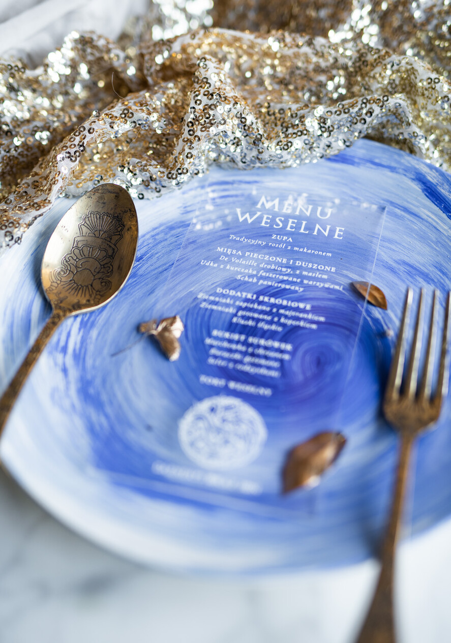 Menu glamour menu weselne lista podawania dań druk na plexi wesele glamour0