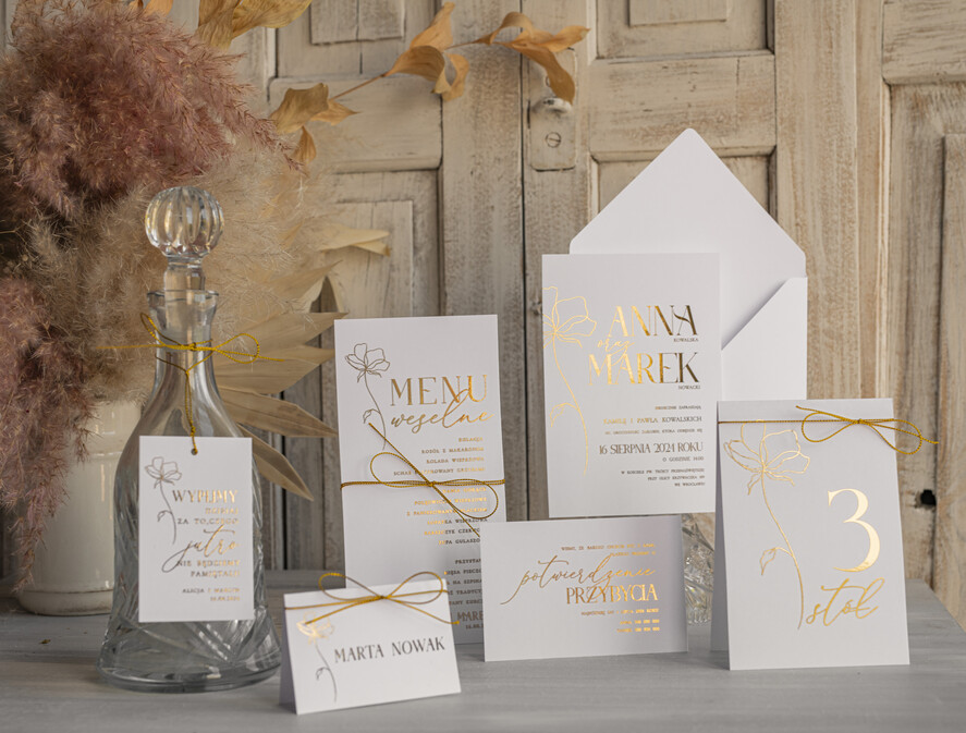 Menu glamour menu weselne plan podawania posiłków na weselu, złote i eleganckie na klasyczne wesele, karta dań weselne menu  glamour złote litery wasza treść6