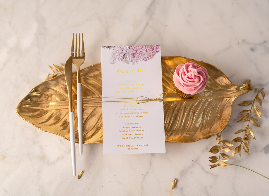 Menu glamour ślubne menu karta potraw weselnych, złote lub srebrne napisy wasza treść0