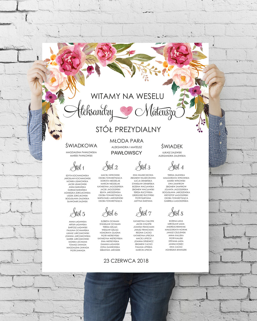 Plany stołów plan stołu plakat  tablica informacyjna dla gości weselnych0