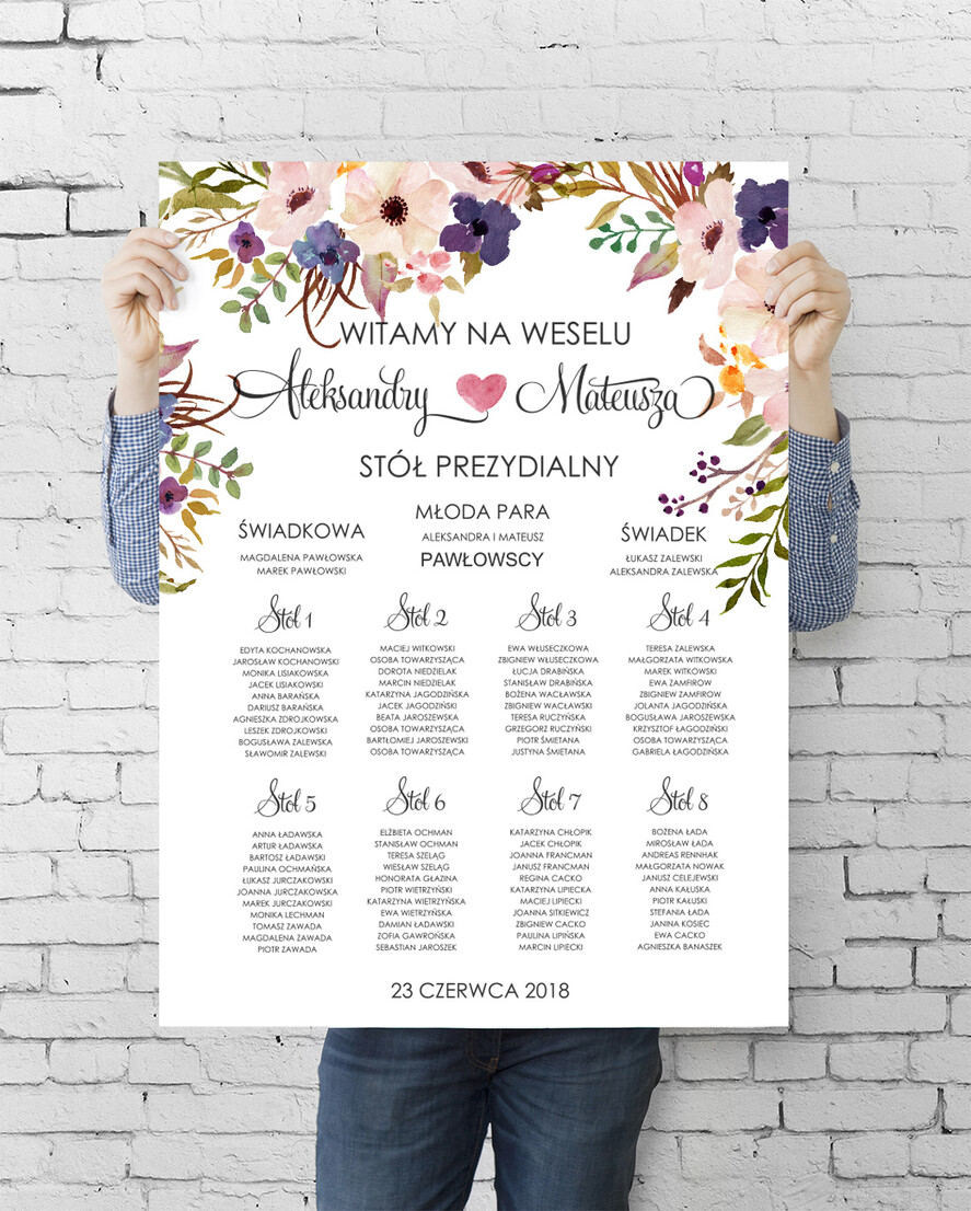 Plany stołów plan stołu plakat  tablica informacyjna dla gości weselnych0