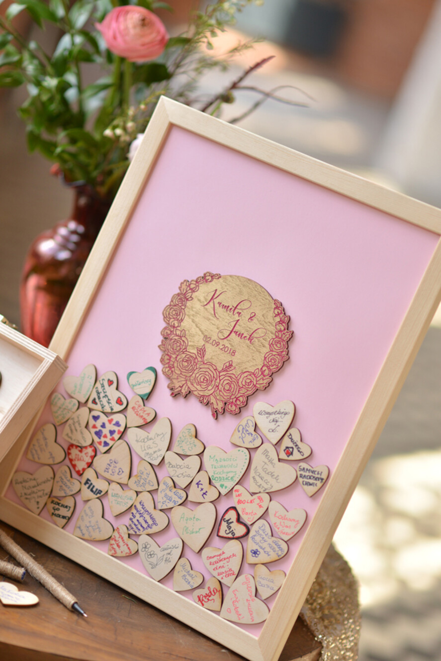 Księgi wpisów gości Rama oryginalna księga gości i album do instaxa w jednym, plasterki brzozy1