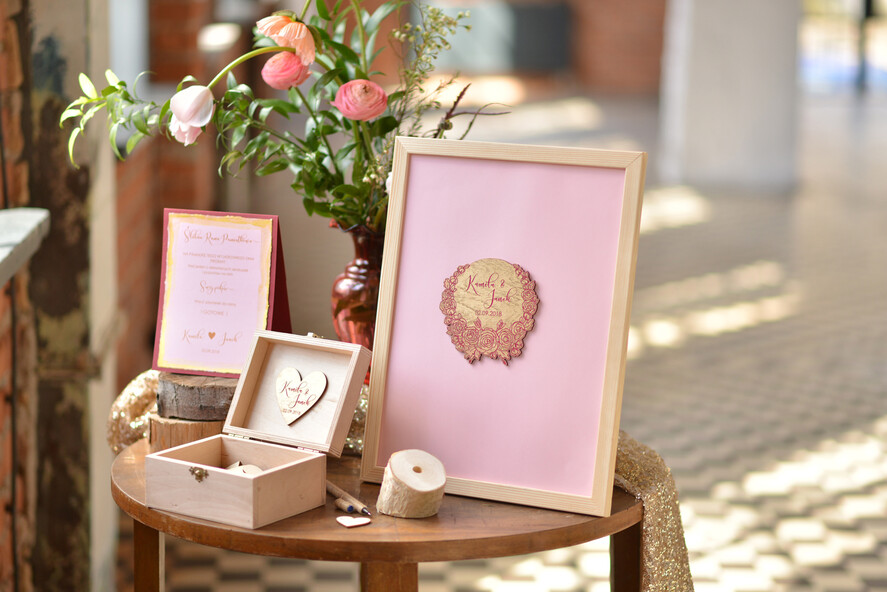 Księgi wpisów gości Rama oryginalna księga gości i album do instaxa w jednym, plasterki brzozy3