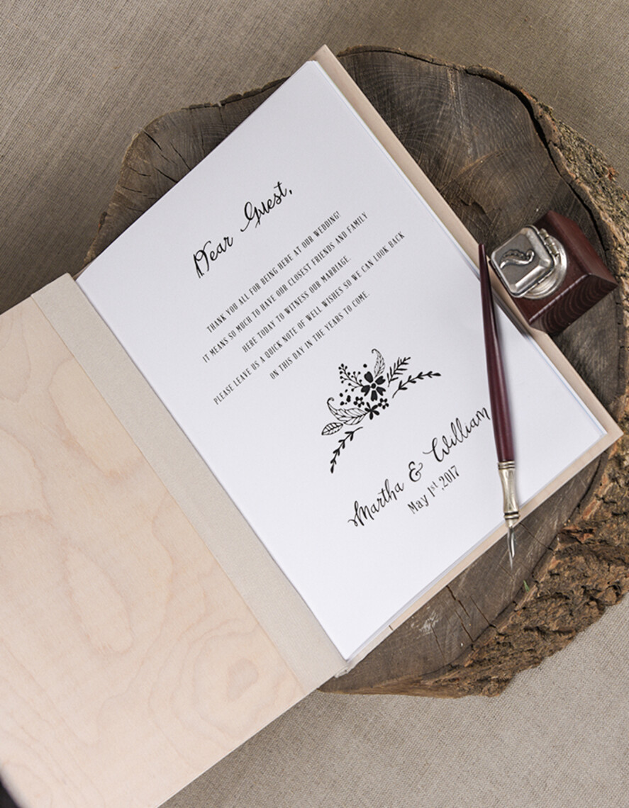 Księgi wpisów gości Drewniane  księga do wpisywania życzeń przez gości weselnych, grawer w drewnie wasze imiona i data3