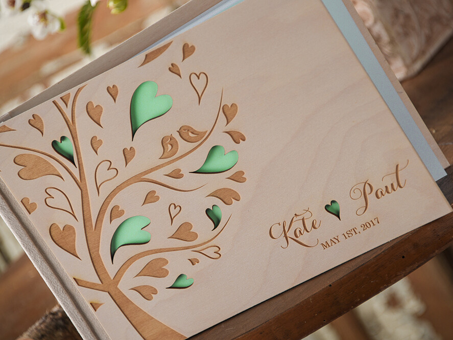 Księgi wpisów gości Drewniane  ksiega pamiątkowa na wpisy gości weselnych, rustykalna drewniana okładka2