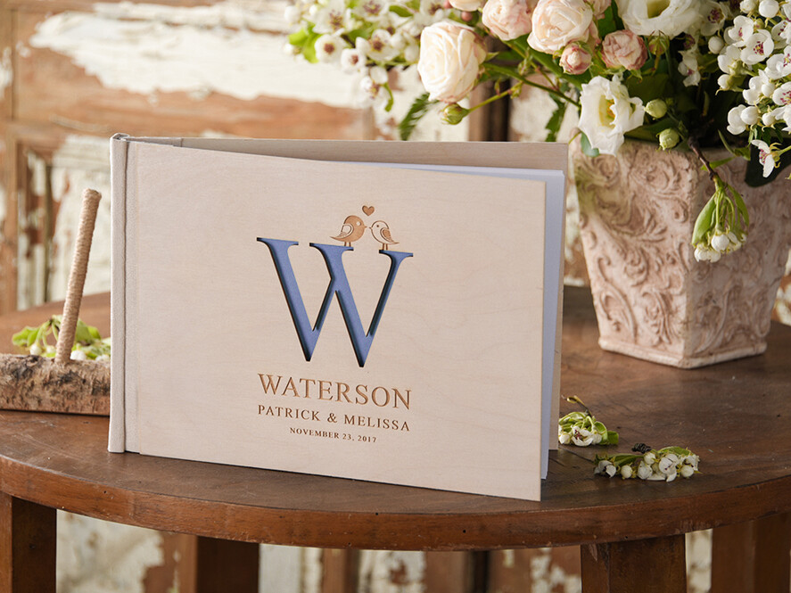 Księgi wpisów gości Drewniane  oryginalna księga gości i album do instaxa w jednym, grawer na drewnie wasze imiona i data1