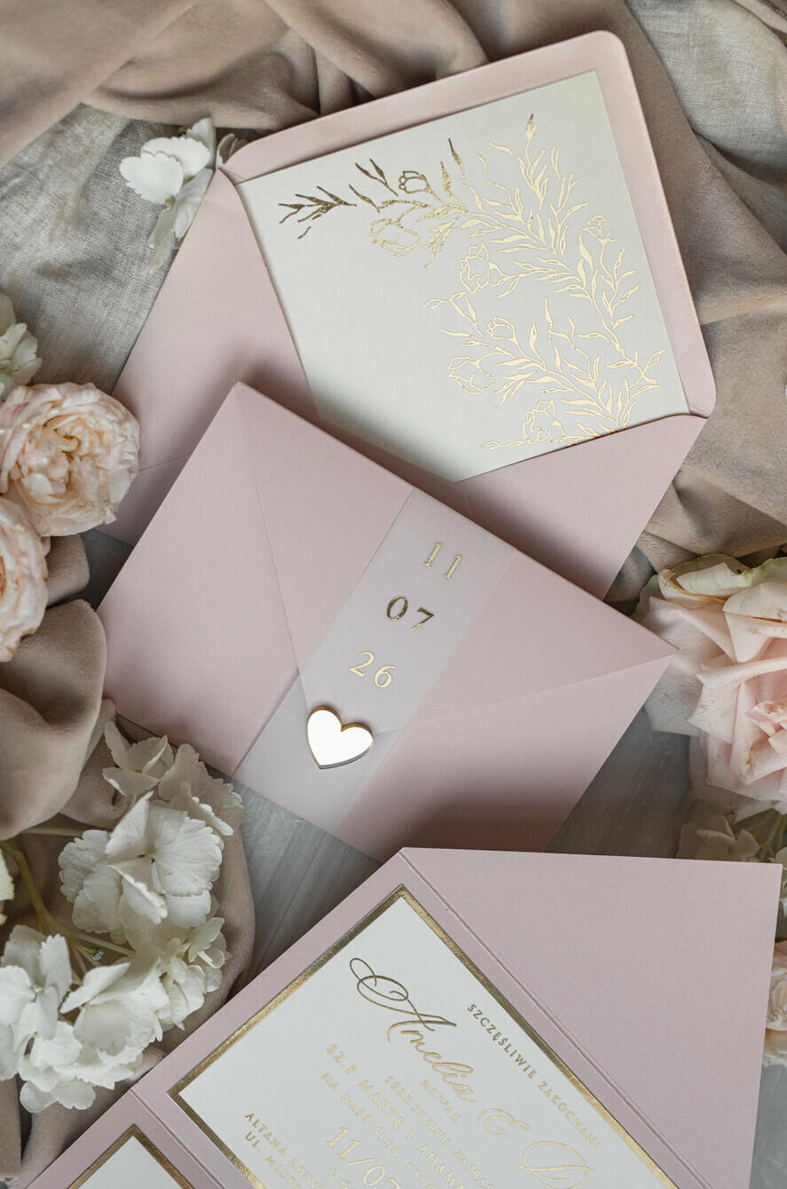 Zestawy Próbkowe próbki zaproszeń próbka eleganckie złote zaproszenia4