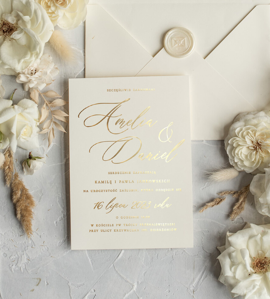 Zestawy Próbkowe próbki zaproszeń zestaw próbkowy Minimalistyczne Złote Zaproszenia Ślubne, Proste Złocone Zaproszenia na Ślub Zaproszenie ślubne  7