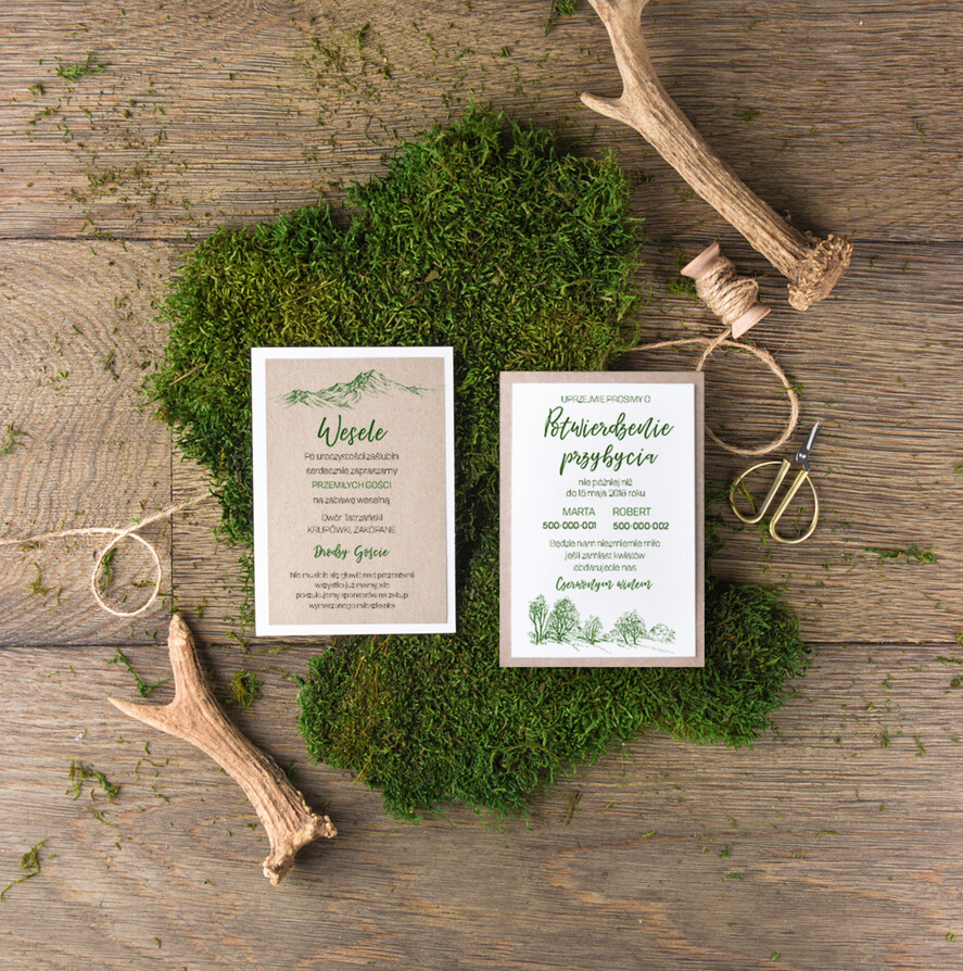 Zaproszenia ślubne Rustykalne i Natura personalizowane zaproszenia ślubne, w stlu rustykalnym inspirowane naturą3
