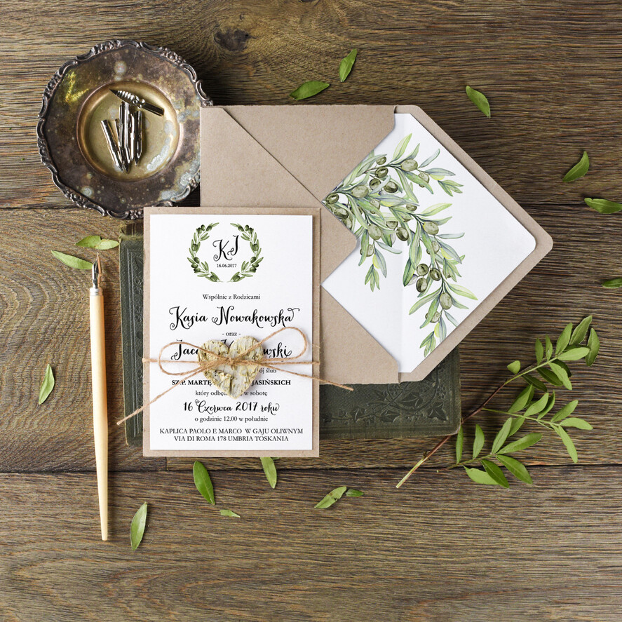 Zaproszenia ślubne Rustykalne i Natura Rustykalne zaproszenia ślubne Oliwki Minimalistyczne Zaproszenia na Ślub Gałązka Oliwna Zaproszenie na ślub Rustykalny, zaproszenia na ślub w stylu tooskanii0