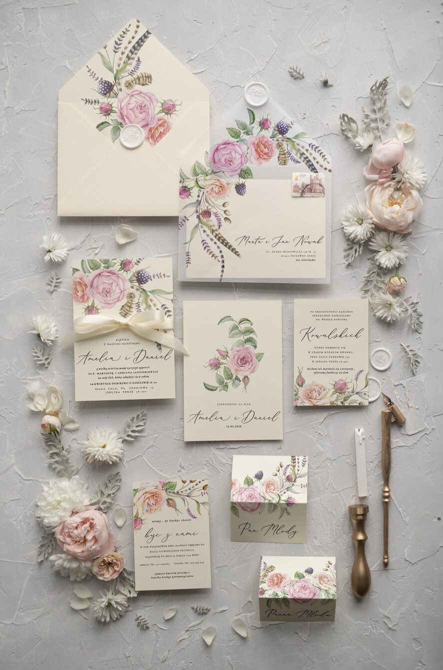 Zaproszenia ślubne Rustykalne i Natura modne zaproszenia ślubne rustykalne na letnie wesele przeźroczysta koperta0