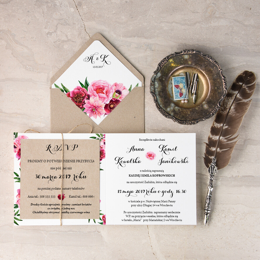 Zaproszenia ślubne Rustykalne i Natura nietypowe zaproszenia na ślub, w stylu rustykalnym na ekologiczne wesele2