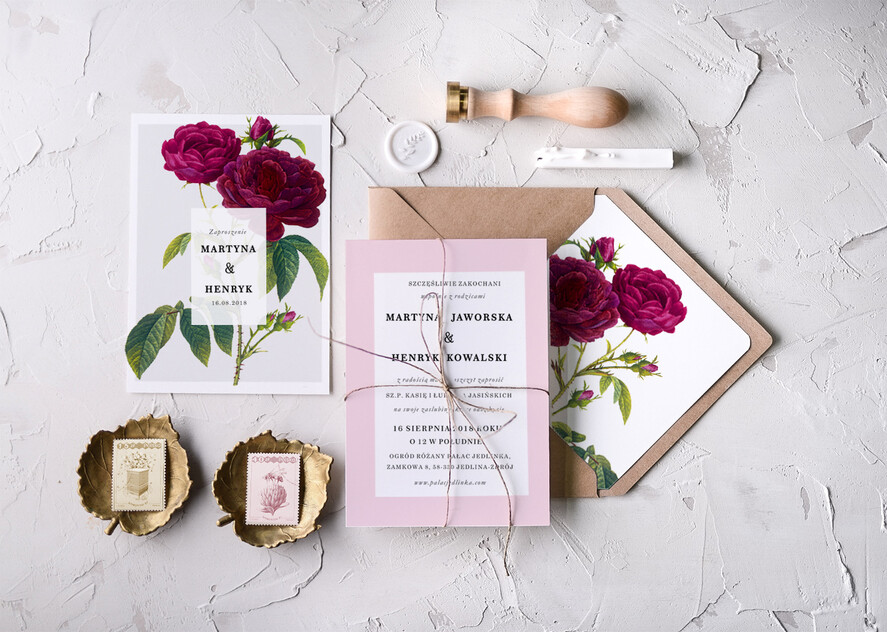 Zaproszenia ślubne Rustykalne i Natura delikatne zaproszenia ślubne rustykalne z piękną kwiatową grafiką1