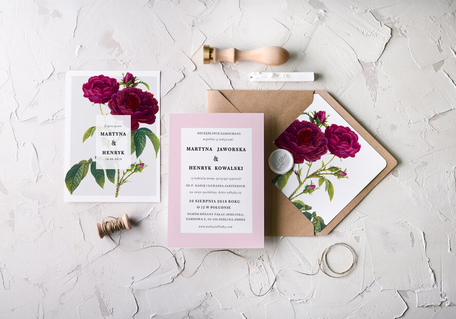 Zaproszenia ślubne Rustykalne i Natura delikatne zaproszenia ślubne rustykalne z piękną kwiatową grafiką2