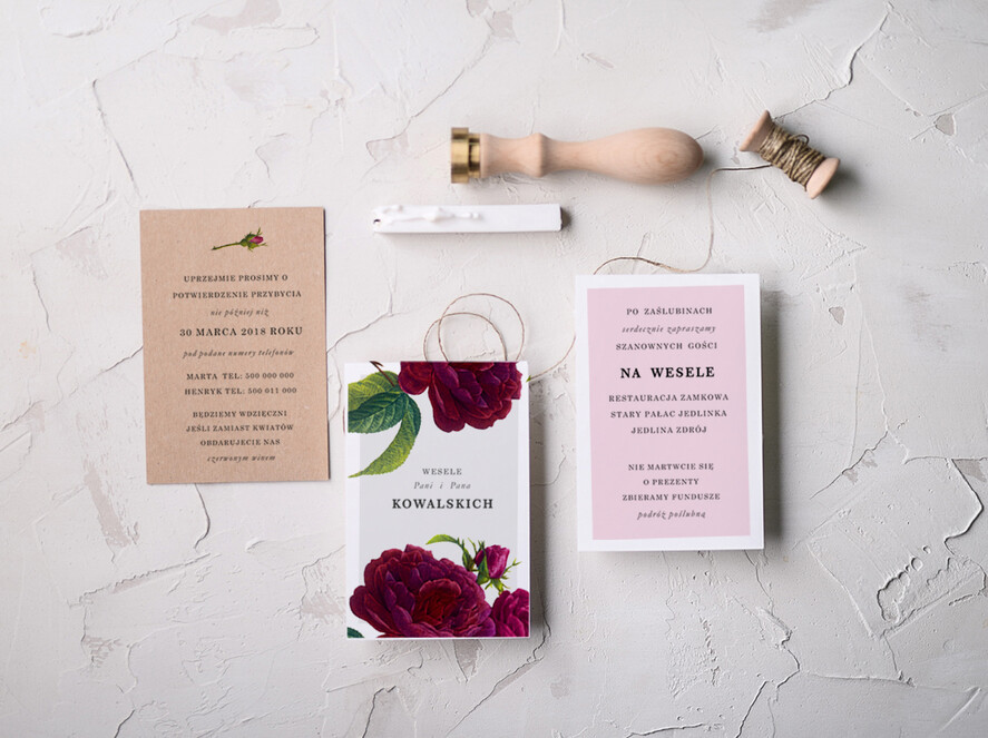 Zaproszenia ślubne Rustykalne i Natura delikatne zaproszenia ślubne rustykalne z piękną kwiatową grafiką3