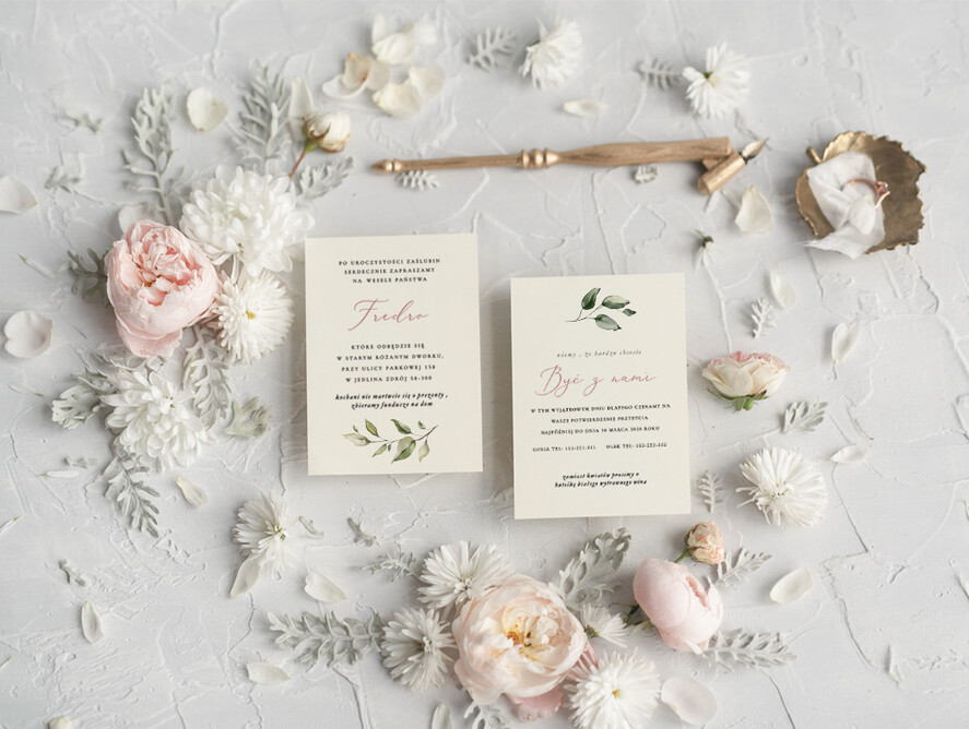 Zaproszenia ślubne Rustykalne i Natura minimalistyczne Zaproszenia ślubne rustykalne Boho kwiaty Zaproszenia na Ślub  5