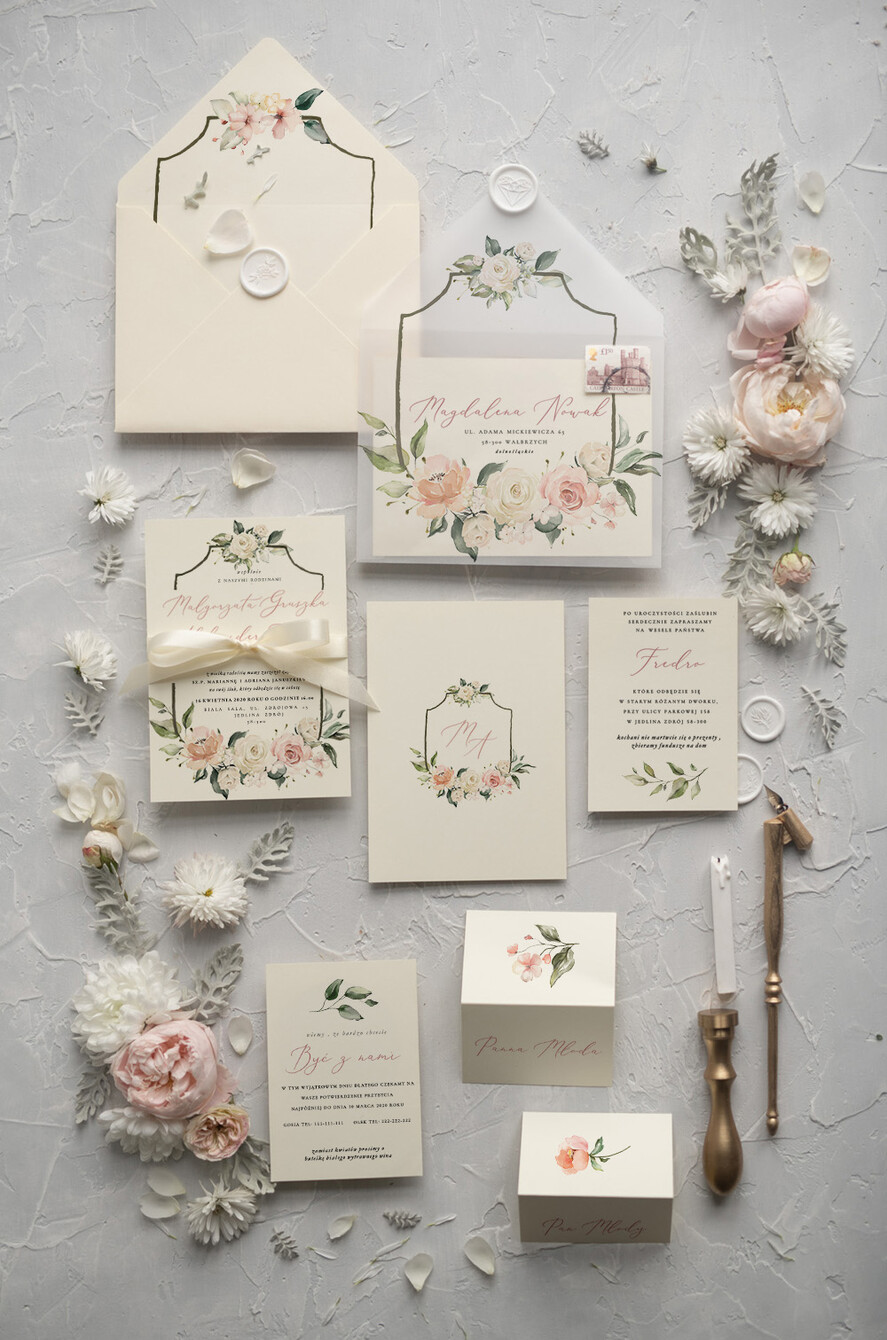 Zaproszenia ślubne Rustykalne i Natura minimalistyczne Zaproszenia ślubne rustykalne Boho kwiaty Zaproszenia na Ślub  0