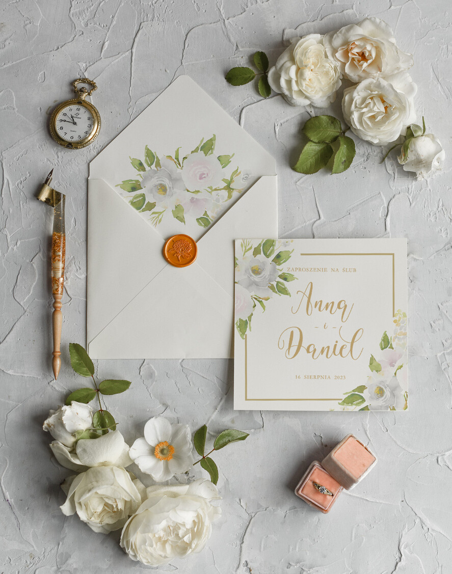 Zaproszenia ślubne Rustykalne i Natura Rustykalne Zaproszenia Ślubne Boho Róże  Zaproszenia na Rustykalny Ślub Boho Kwiaty  Zaproszenie na Ślub 2