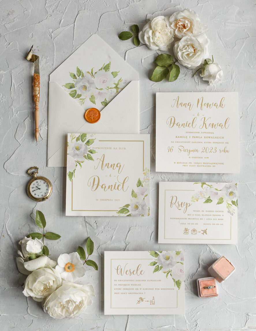 Zaproszenia ślubne Rustykalne i Natura Rustykalne Zaproszenia Ślubne Boho Róże  Zaproszenia na Rustykalny Ślub Boho Kwiaty  Zaproszenie na Ślub 0