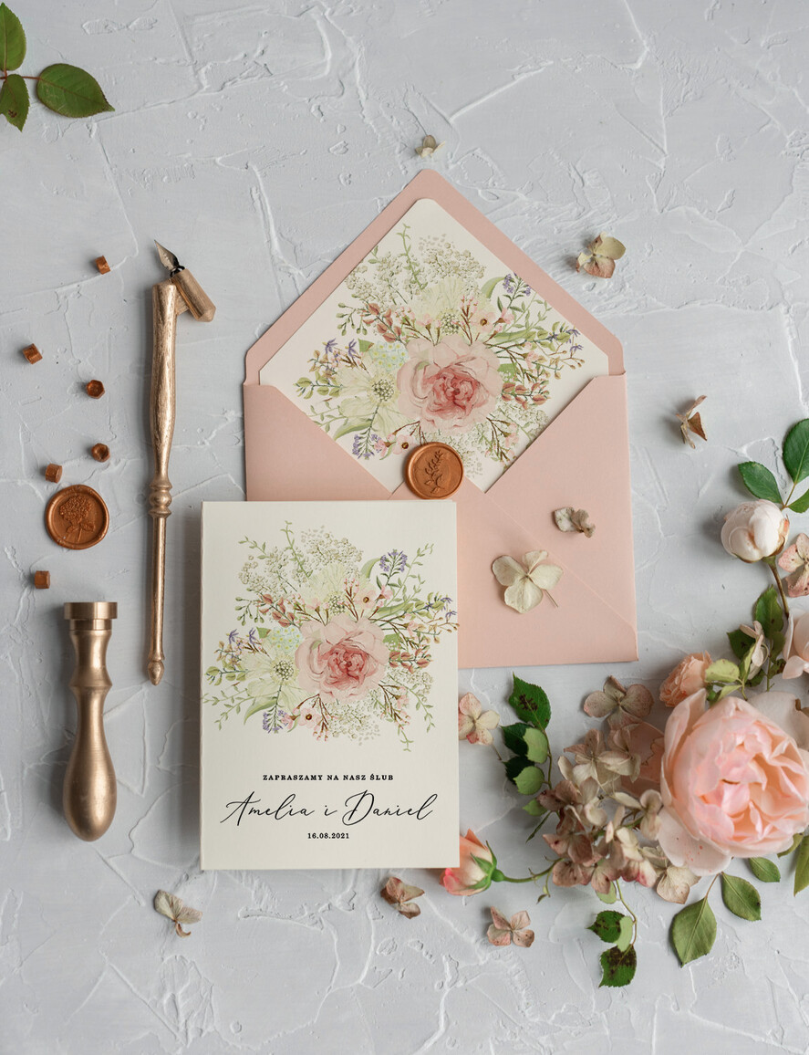 Zaproszenia ślubne Rustykalne i Natura rustykalne zaproszenia ślubne kwiatowe zaproszenie na ślub boho   4