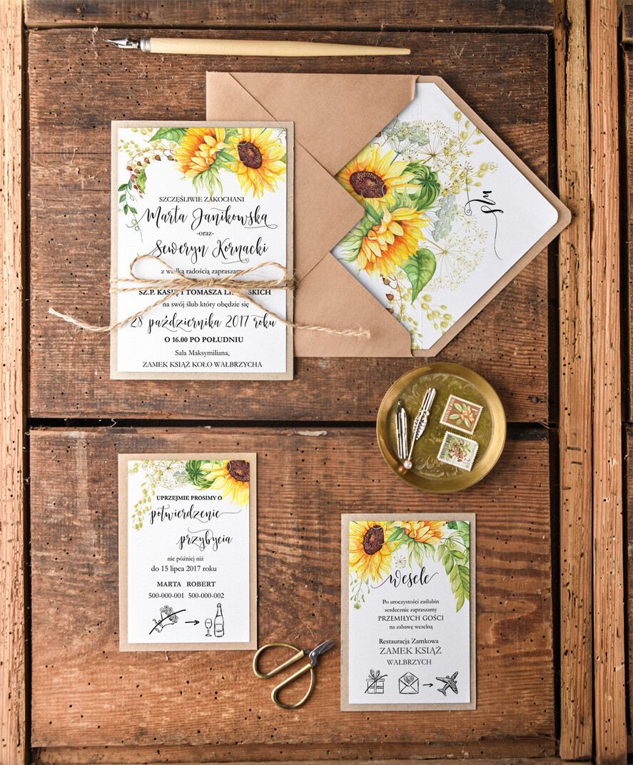 Zaproszenia ślubne Rustykalne i Natura nietuzinkowe zaproszenia ślubne eko w rustykalnym stylu0