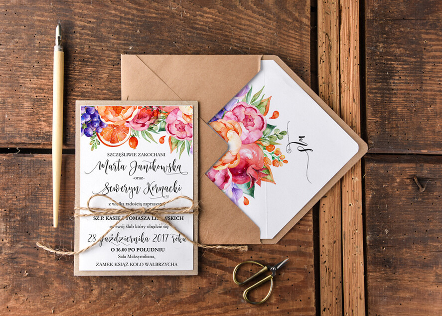 Zaproszenia ślubne Rustykalne i Natura zaproszenia ślubne wykonywane ręcznie, w stlu rustykalnym inspirowane naturą2
