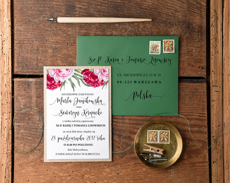 Zaproszenia ślubne Rustykalne i Natura modne zaproszenia weselne, rustykalne na plenerowy ślub1