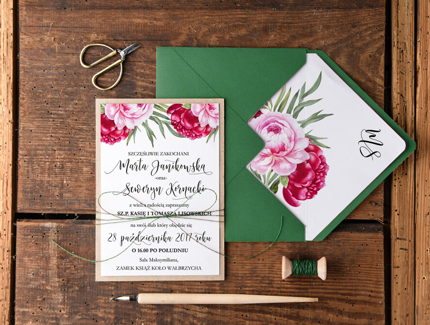 Zaproszenia ślubne Rustykalne i Natura modne zaproszenia weselne, rustykalne na plenerowy ślub2