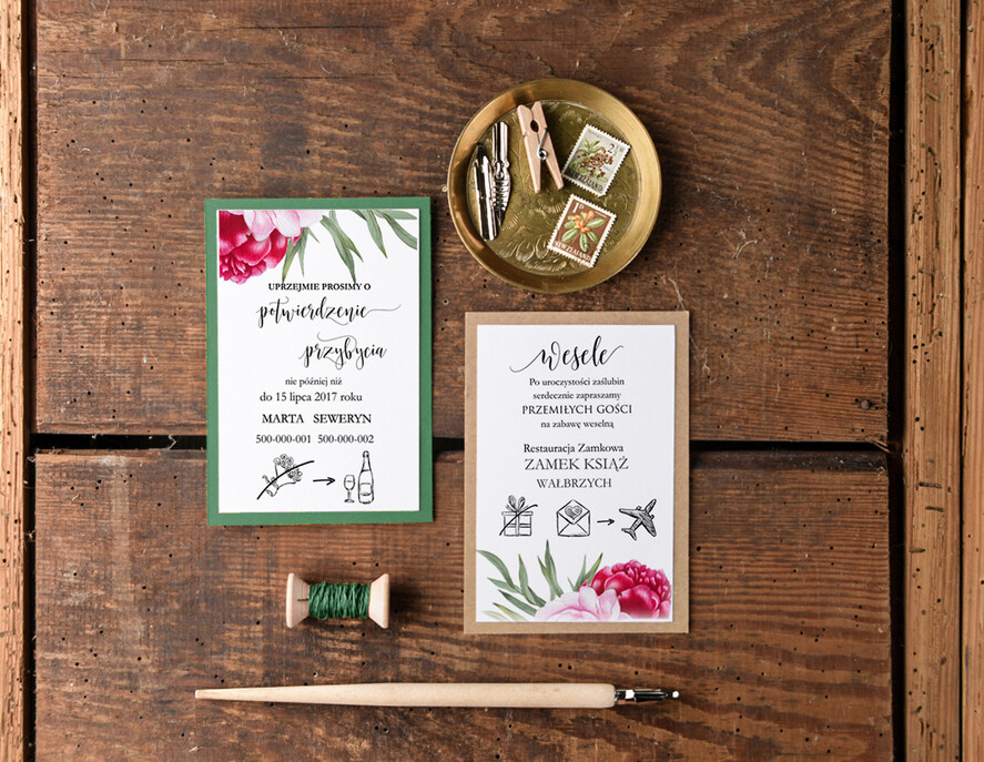Zaproszenia ślubne Rustykalne i Natura modne zaproszenia weselne, rustykalne na plenerowy ślub3