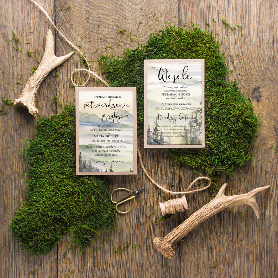 Zaproszenia ślubne Rustykalne i Natura oryginalne zaproszenia w stylu eko z korowym serduszkiem3
