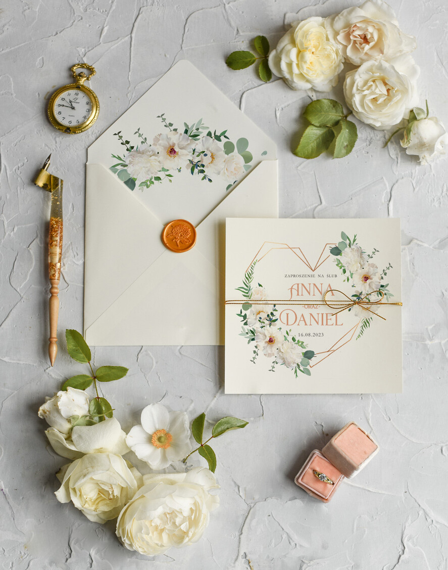 Zaproszenia ślubne Rustykalne i Natura Rustykalne Zaproszenia Ślubne Boho Róże  Zaproszenia na Rustykalny Ślub Boho Kwiaty  Zaproszenie na Ślub 2