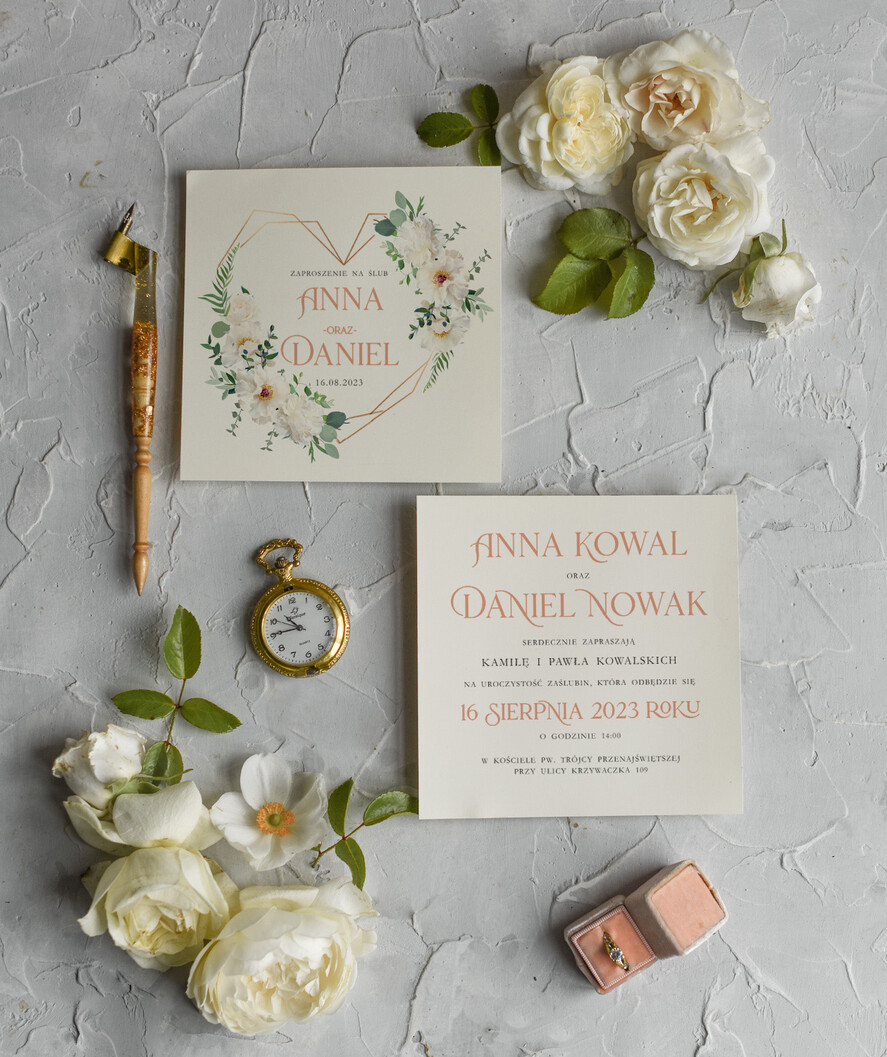 Zaproszenia ślubne Rustykalne i Natura Rustykalne Zaproszenia Ślubne Boho Róże  Zaproszenia na Rustykalny Ślub Boho Kwiaty  Zaproszenie na Ślub 5