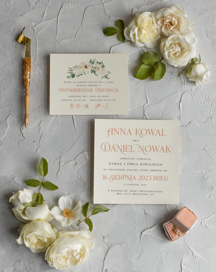 Zaproszenia ślubne Rustykalne i Natura Rustykalne Zaproszenia Ślubne Boho Róże  Zaproszenia na Rustykalny Ślub Boho Kwiaty  Zaproszenie na Ślub 7