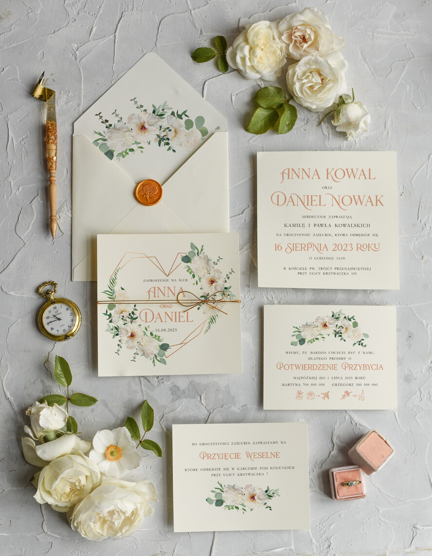 Zaproszenia ślubne Rustykalne i Natura Rustykalne Zaproszenia Ślubne Boho Róże  Zaproszenia na Rustykalny Ślub Boho Kwiaty  Zaproszenie na Ślub 0