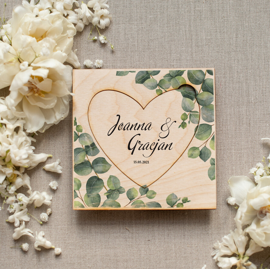 Zaproszenia ślubne Rustykalne i Natura drewniane rustykalne zaproszenia ślubne boho zaproszenie na ślub  z eukaliptusem 1