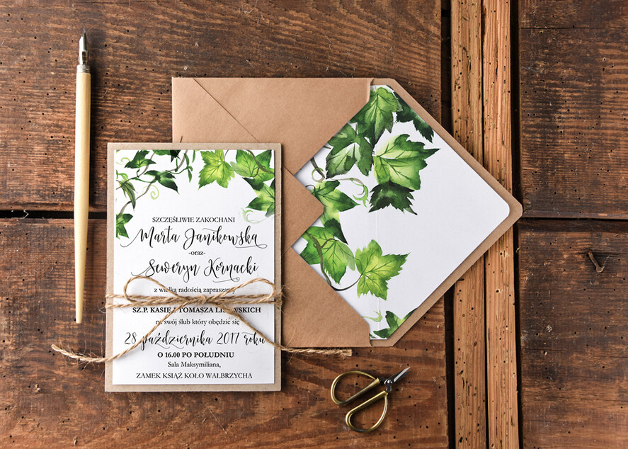 Zaproszenia ślubne Rustykalne i Natura wyjatkowe zaproszenia weselne, rustykalne ekologiczne na letnie wesele1