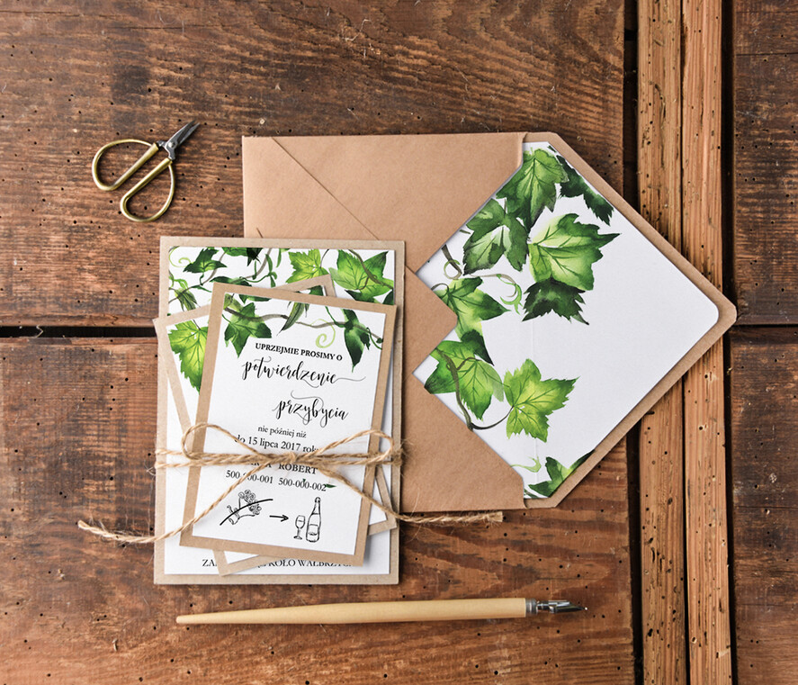Zaproszenia ślubne Rustykalne i Natura wyjatkowe zaproszenia weselne, rustykalne ekologiczne na letnie wesele3