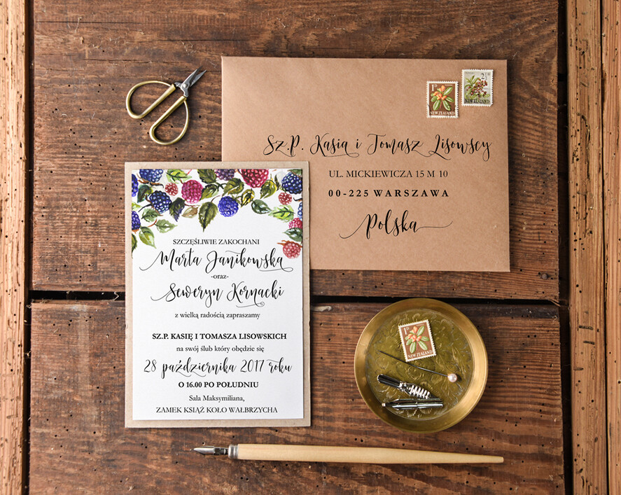 Zaproszenia ślubne Rustykalne i Natura personalizowane zaproszenia ślubne, w stlu rustykalnym inspirowane naturą1